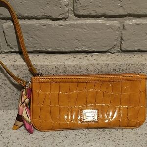 Liz Claiborne Mustard Croc-Embossed Wristlet